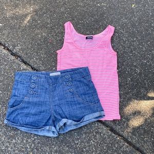 Sailor  button style shorts and tank top (AB)